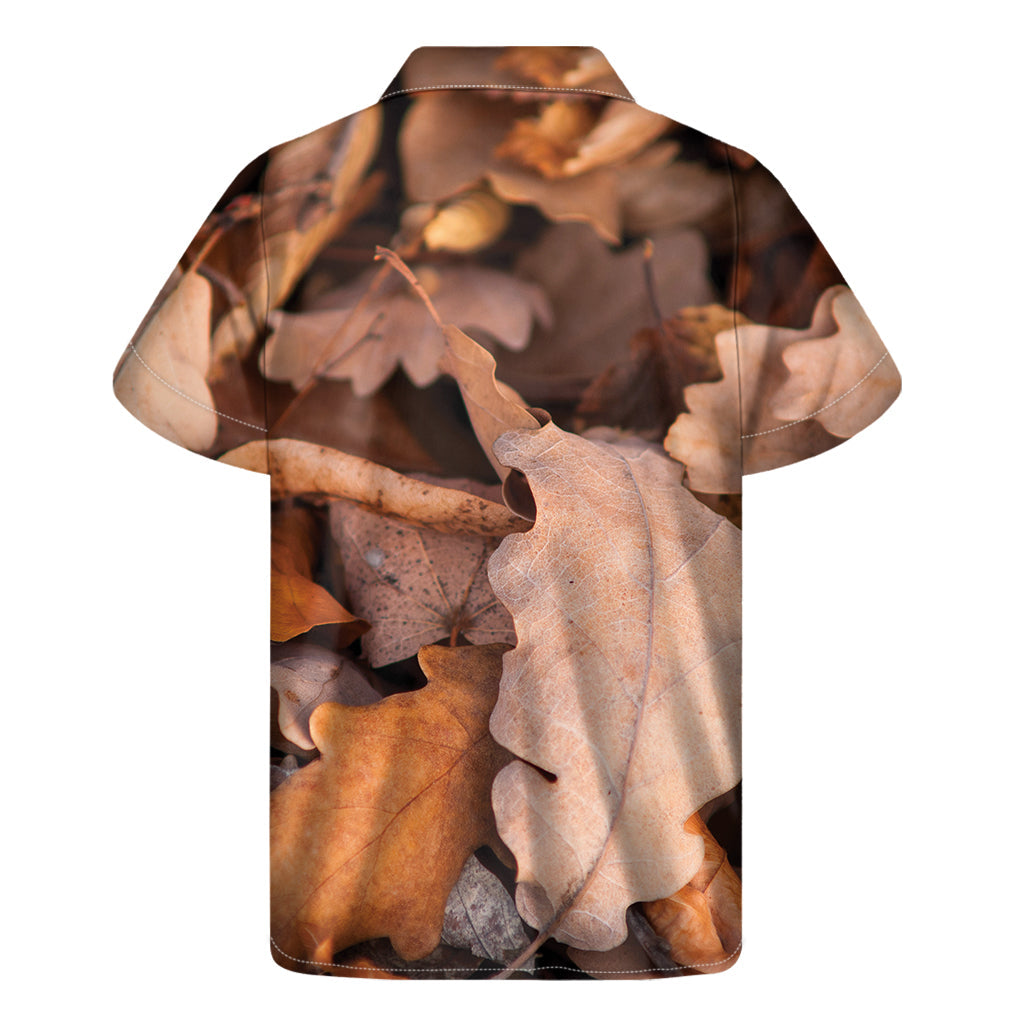 Autumn Oak Leaf Hawaiian Print Short Sleeve Shirt - 1