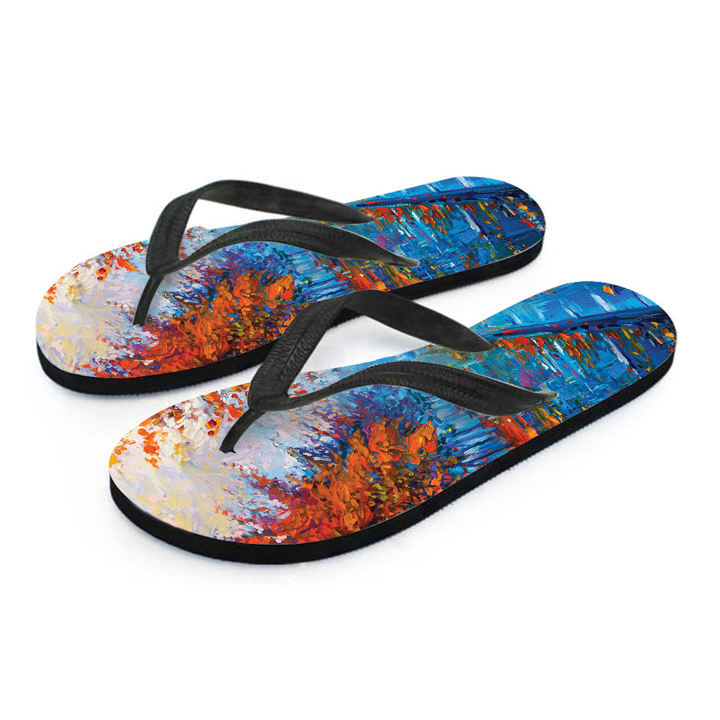 Autumn Painting Print Hawaiian Outfit Flip Flops - 2