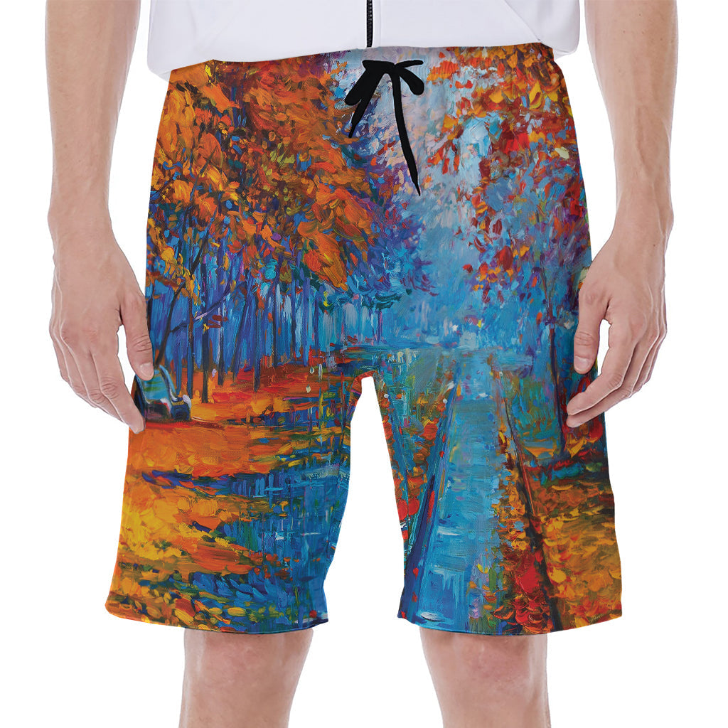 Autumn Painting Print Hawaiian Men&#39;s Beach Shorts - 1