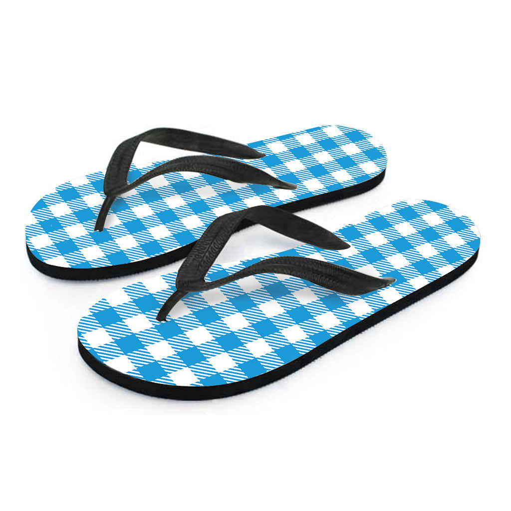 Azure Blue and White Gingham Hawaiian Flip Flop Ensemble - 2