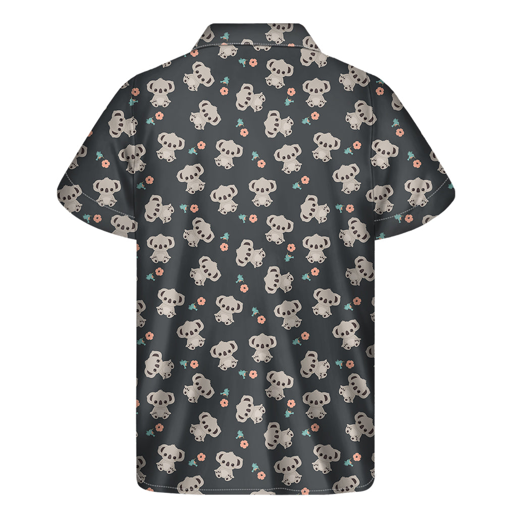 Baby Koala and Floral Pattern Hawaiian Short Sleeve Shirt - 1