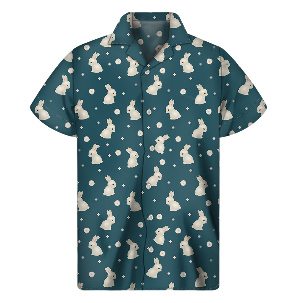 Baby Rabbit Pattern Hawaiian Short Sleeve Shirt for Men - 1