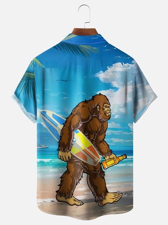 Bigfoot Surfing in Style: Moisture-wicking Hawaiian Shirt