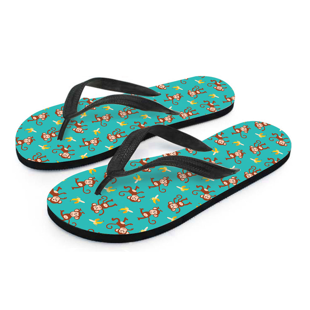 Banana and Monkey Pattern Hawaiian Flip Flops: The Perfect Addition to Your Aloha Outfit - 1