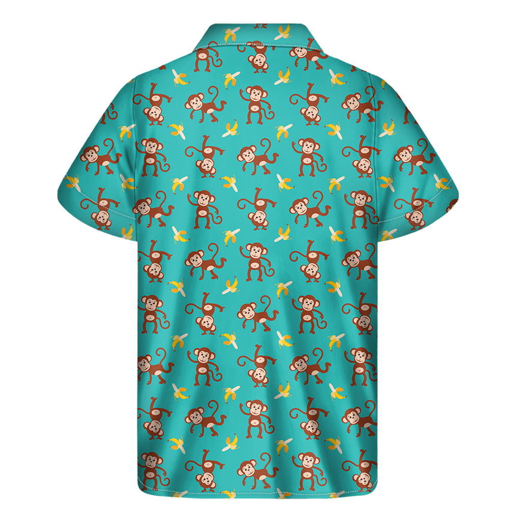 Banana and Monkey Print Hawaiian Short Sleeve Shirt - 2