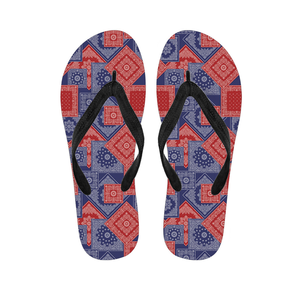 Bandanna Patchwork Pattern Hawaiian Flip Flops: Step Out in Style! - 1