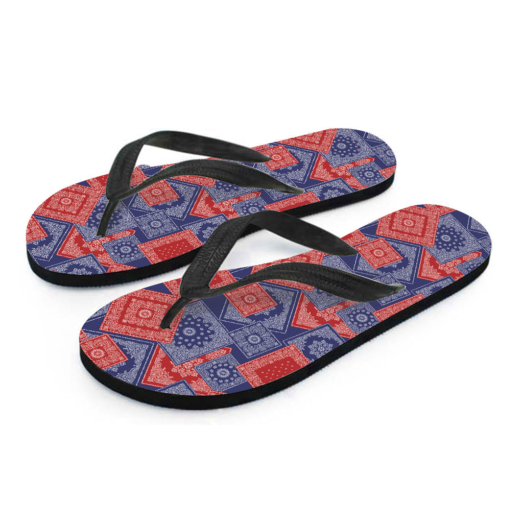 Bandanna Patchwork Pattern Hawaiian Flip Flops: Step Out in Style! - 2