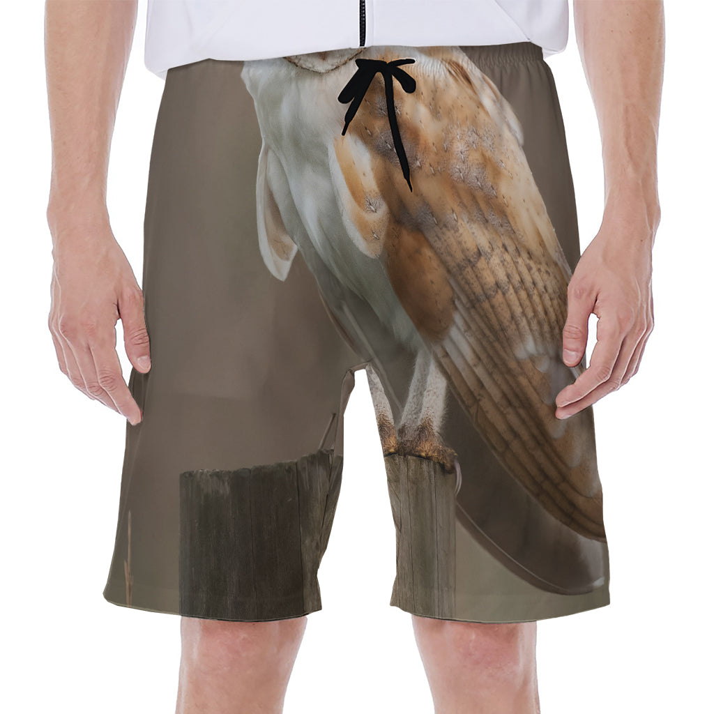 Barn Owl Print Hawaiian Men's Beach Shorts: Embrace Island Style - 1