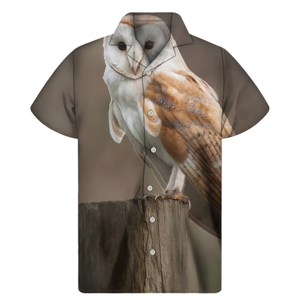 Barn Owl Print Hawaiian Short Sleeve Shirt - 1