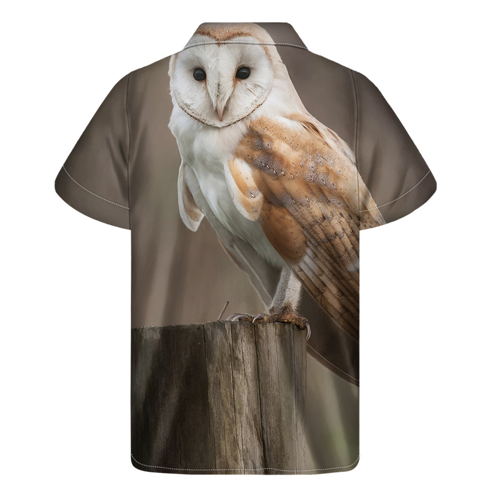 Barn Owl Print Hawaiian Short Sleeve Shirt - 2