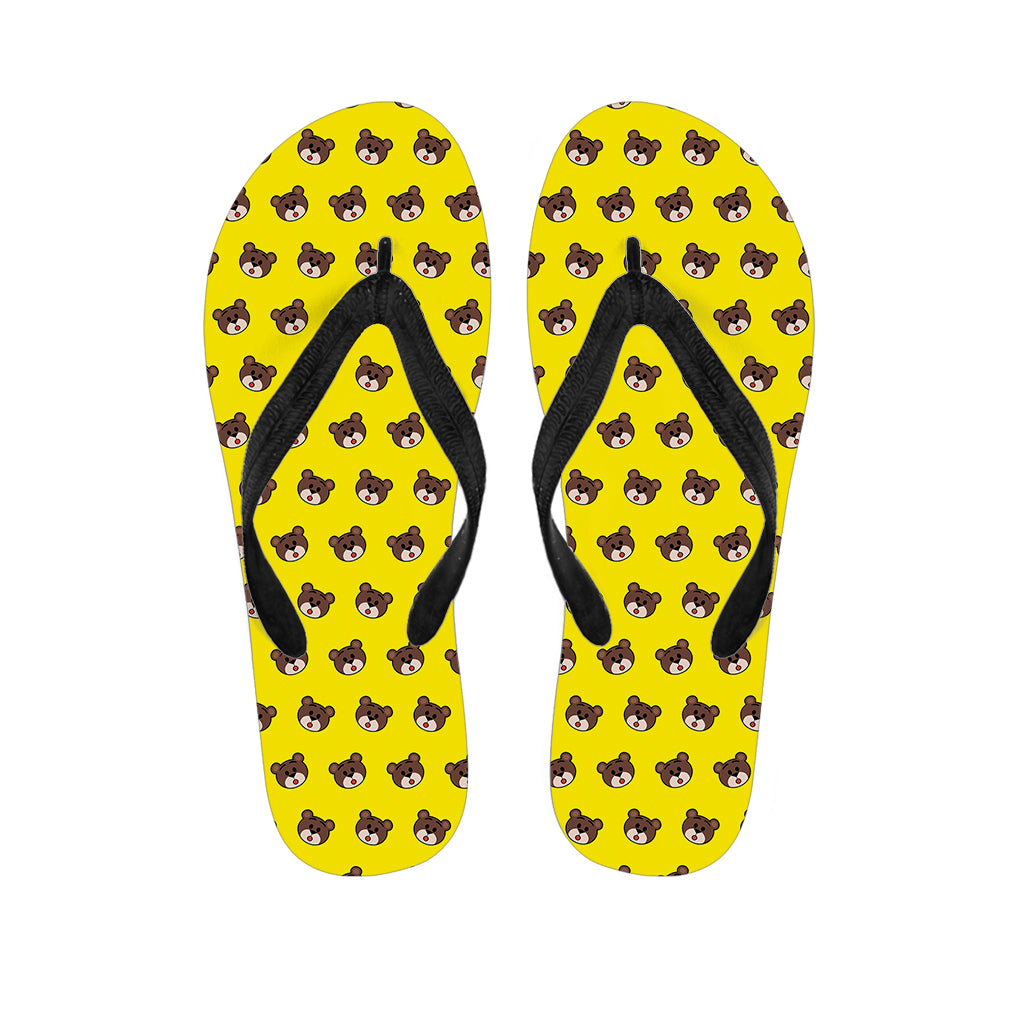 Bear Emoji Pattern Print Hawaiian Flip Flops: Embrace the Aloha Spirit! - 1