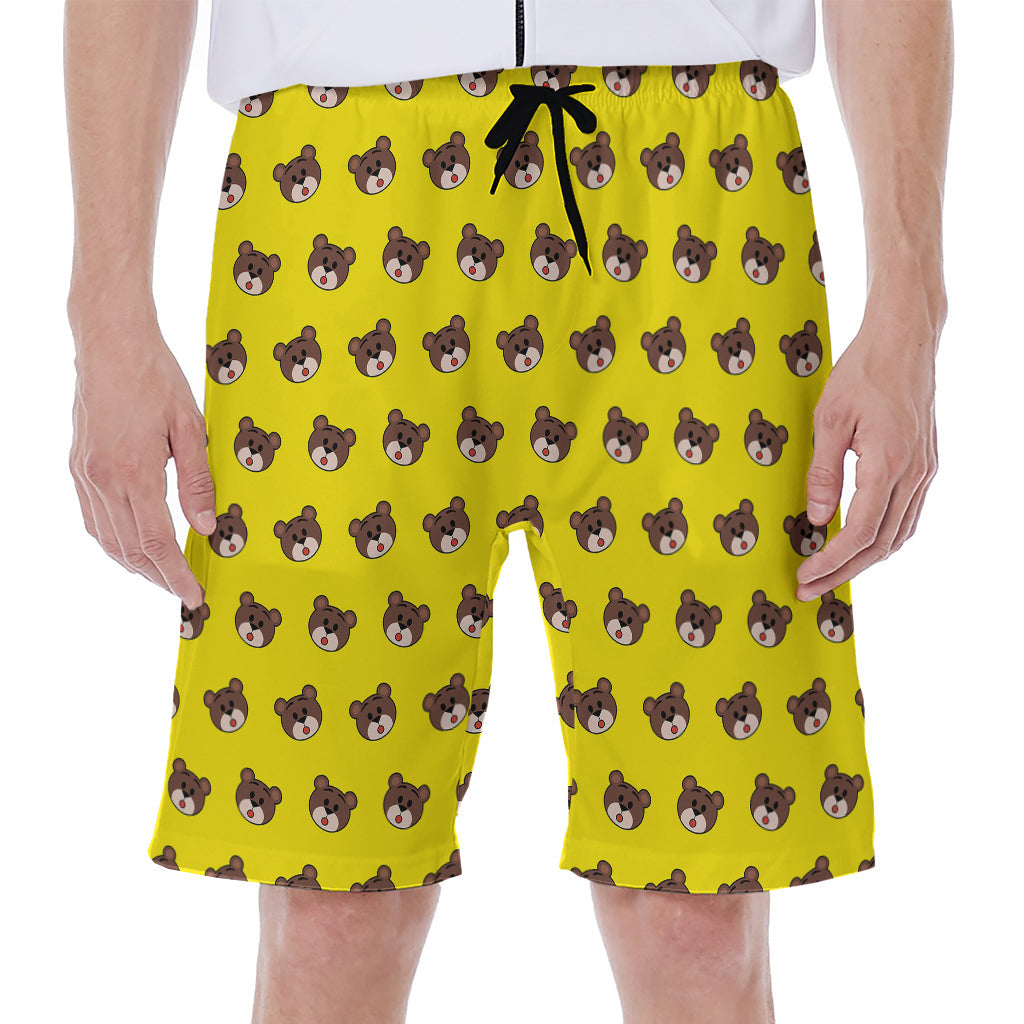 Bear Emoji Patterned Hawaiian Men's Beach Shorts - 1