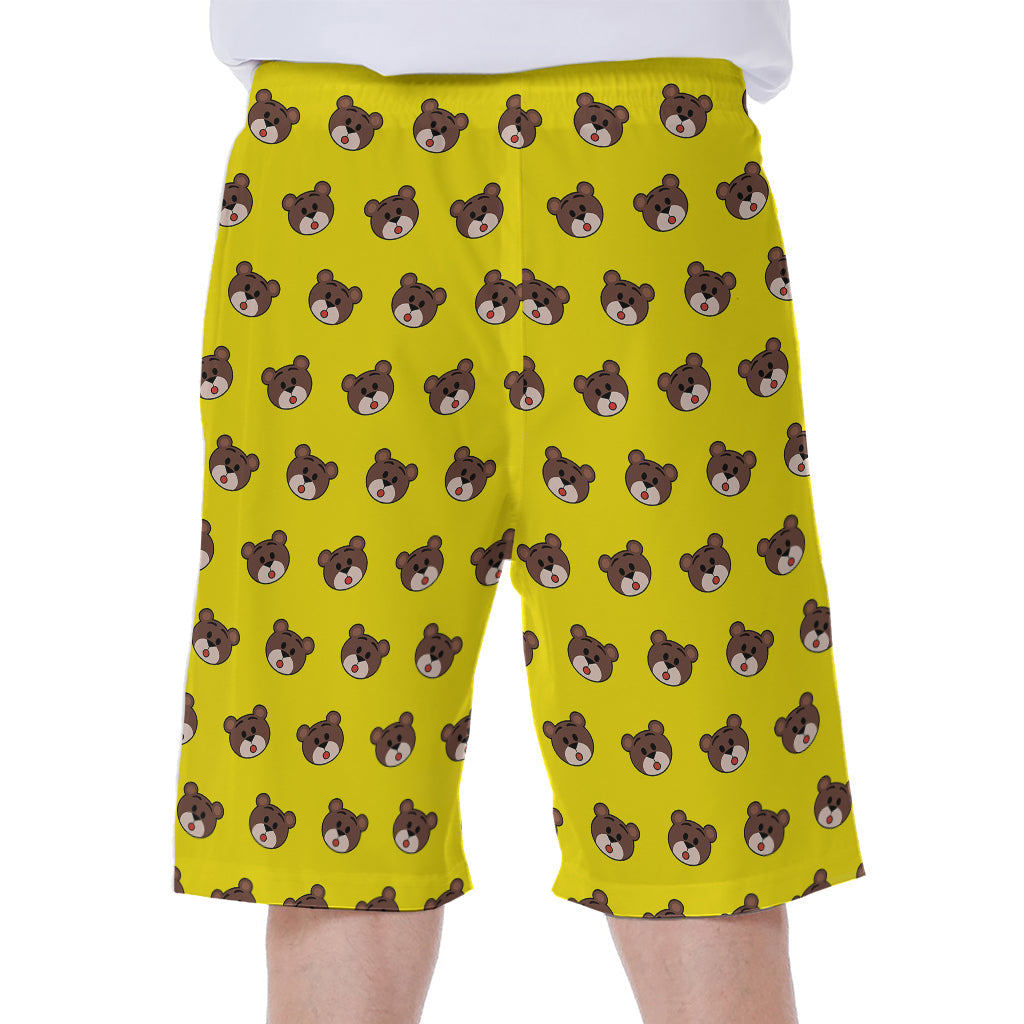 Bear Emoji Patterned Hawaiian Men's Beach Shorts - 1