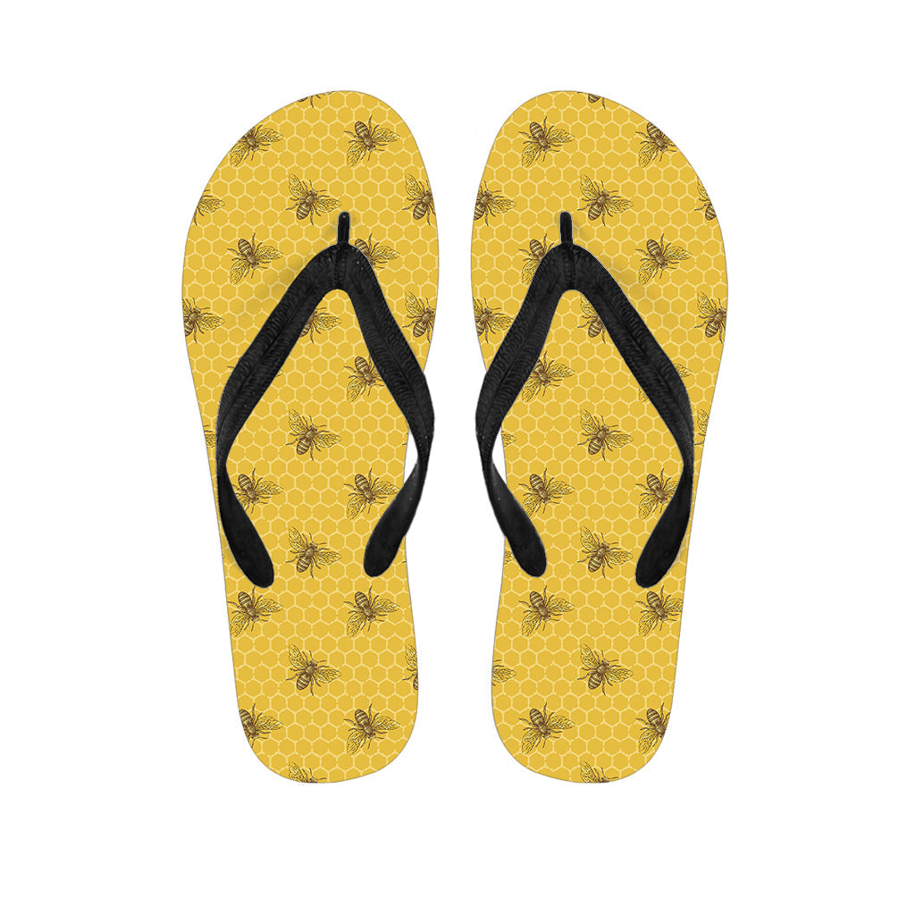 Bee Honeycomb Pattern Hawaiian Flip Flops: A Stylish Addition to Your Island Outfit - 1