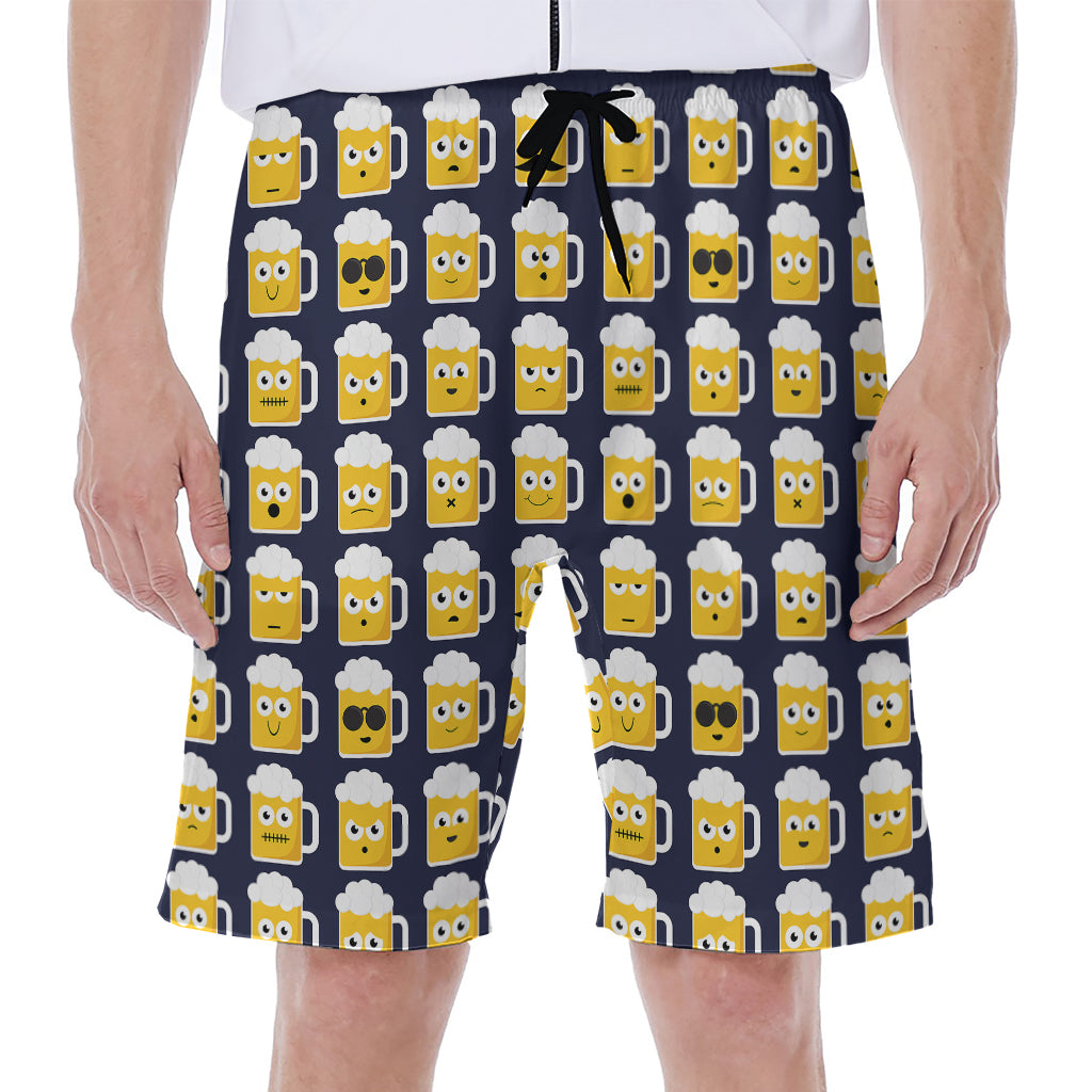 Beer Emoji Pattern Printed Hawaiian Men's Beach Shorts - 1