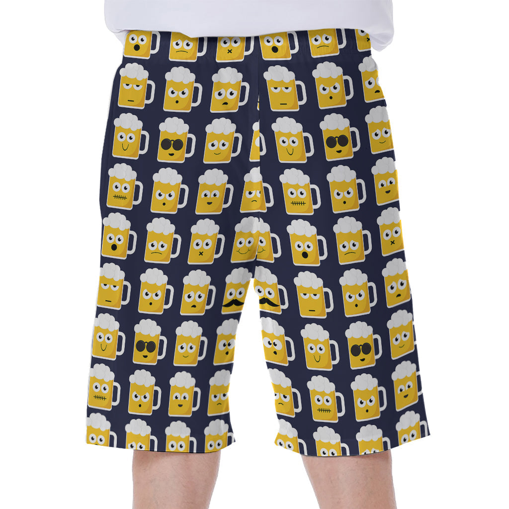 Beer Emoji Pattern Printed Hawaiian Men's Beach Shorts - 1