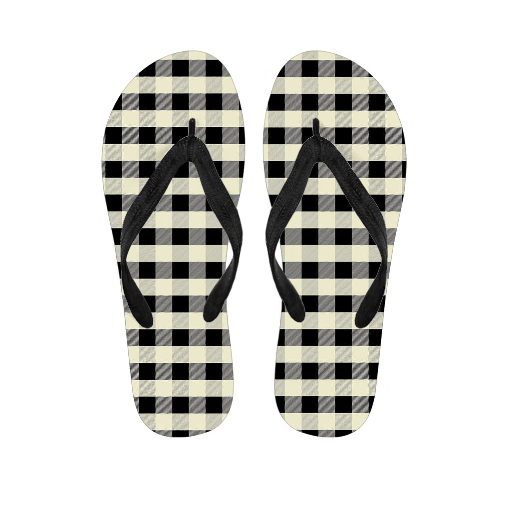 Beige and Black Buffalo Check Print Hawaiian Flip Flops: Stay Stylish and Comfortable in Paradise - 1