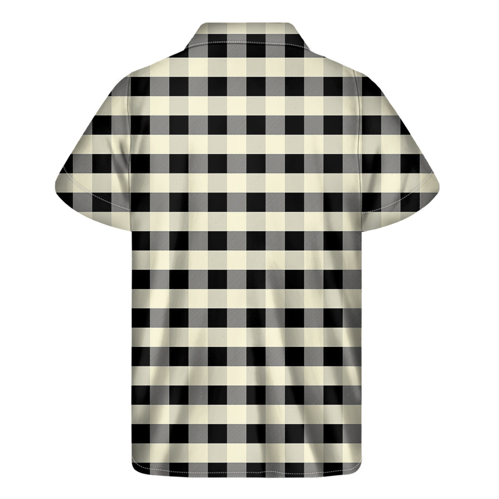 Beige and Black Buffalo Check Hawaiian Short Sleeve Shirt for Men - 2