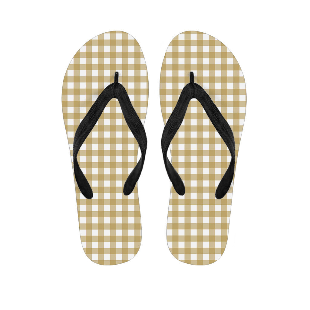 Beige and White Check Pattern Hawaiian Flip Flops: The Perfect Addition to Your Island Wardrobe - 1