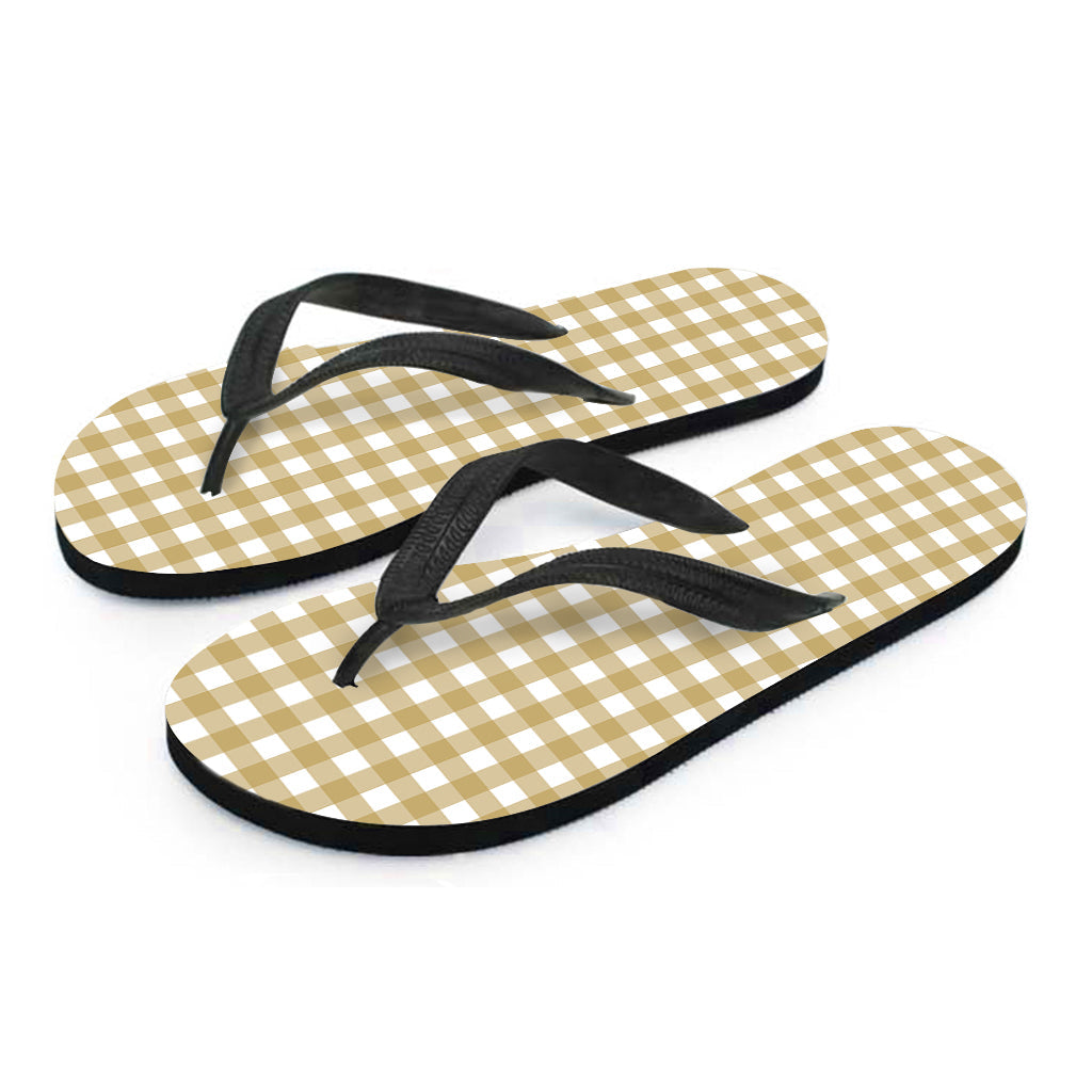 Beige and White Check Pattern Hawaiian Flip Flops: The Perfect Addition to Your Island Wardrobe - 2