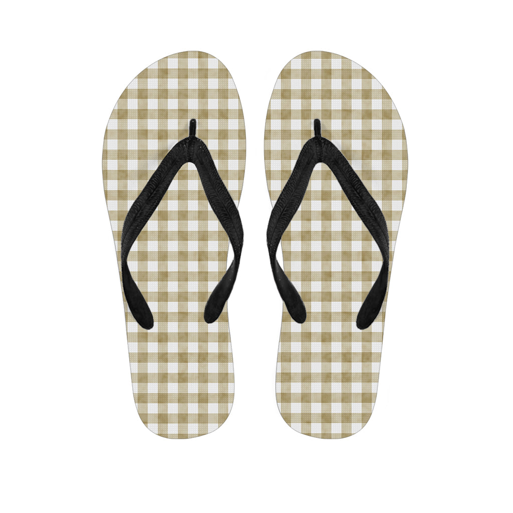 Beige and White Gingham Hawaiian Flip Flops: Perfect for Your Aloha Outfit - 1