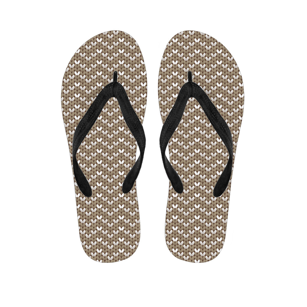 Beige and White Knitted Hawaiian Flip Flops: Embrace Island Style! - 1