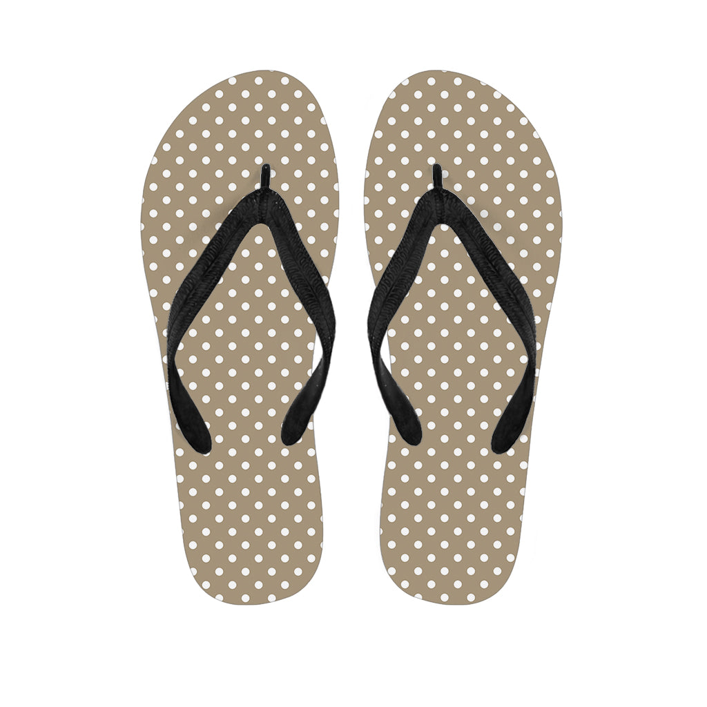 Beige and White Polka Dot Hawaiian Flip Flop Ensemble - 1