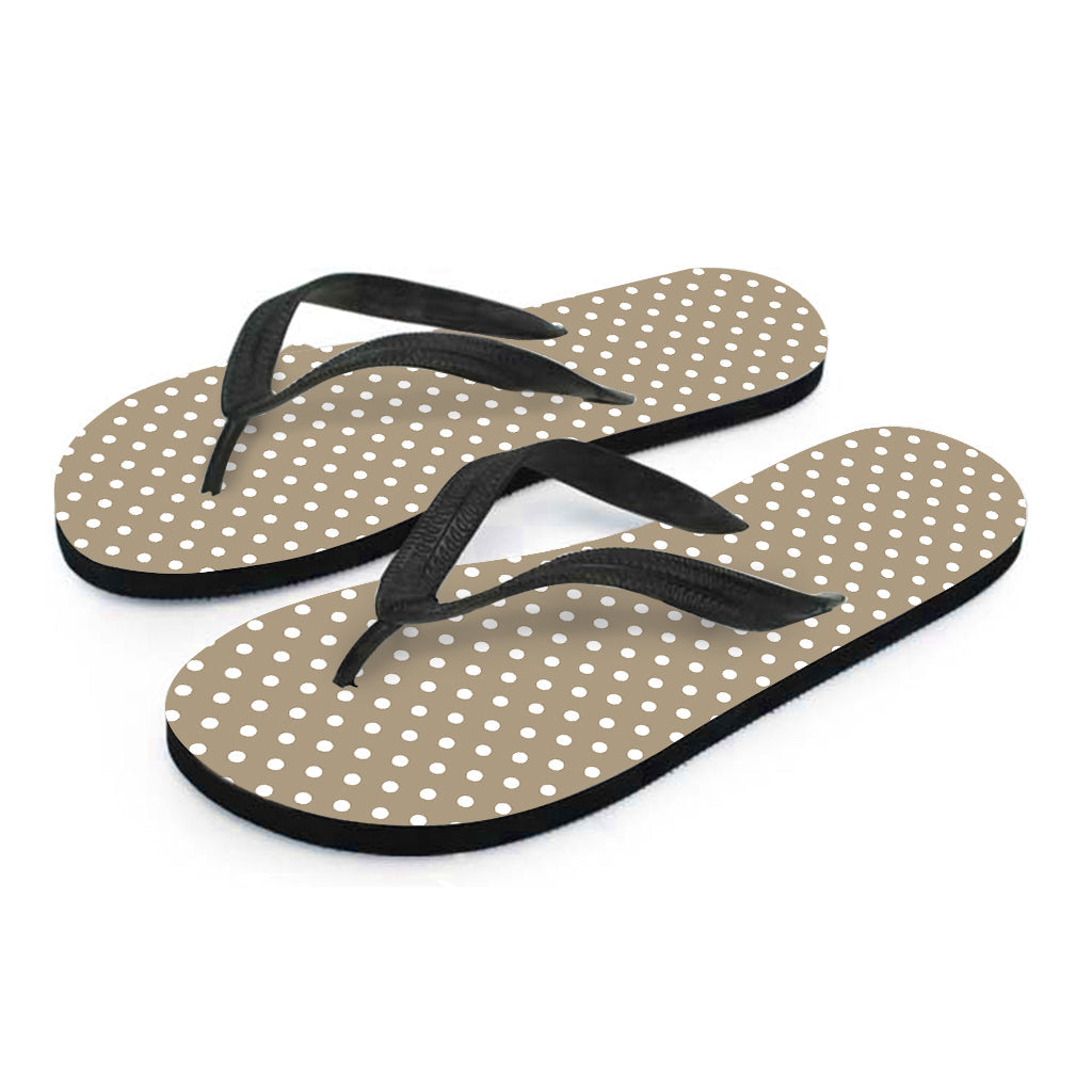 Beige and White Polka Dot Hawaiian Flip Flop Ensemble - 2