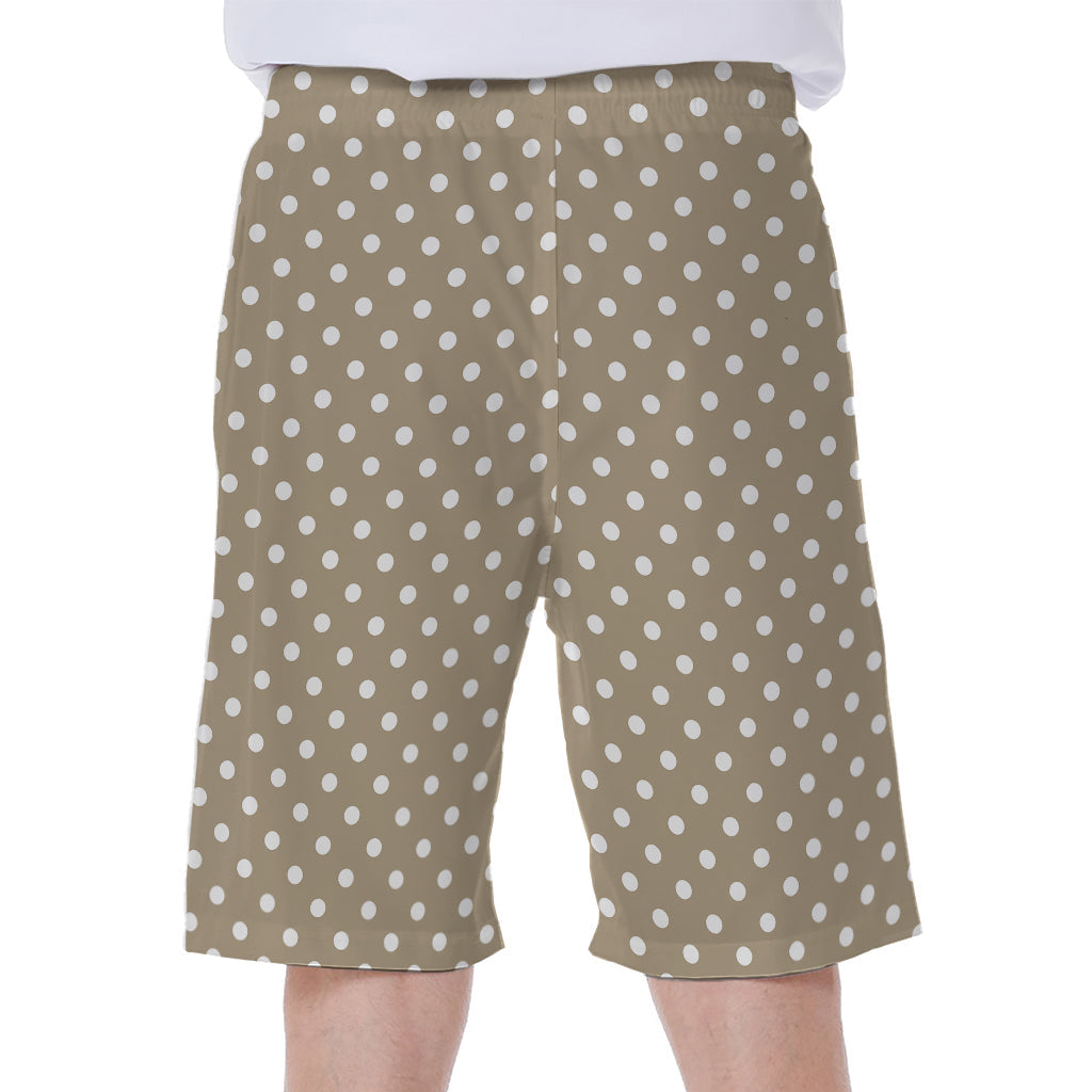 Beige and White Polka Dot Hawaiian Beach Shorts: Stylish Men&#39;s Summer Attire - 2