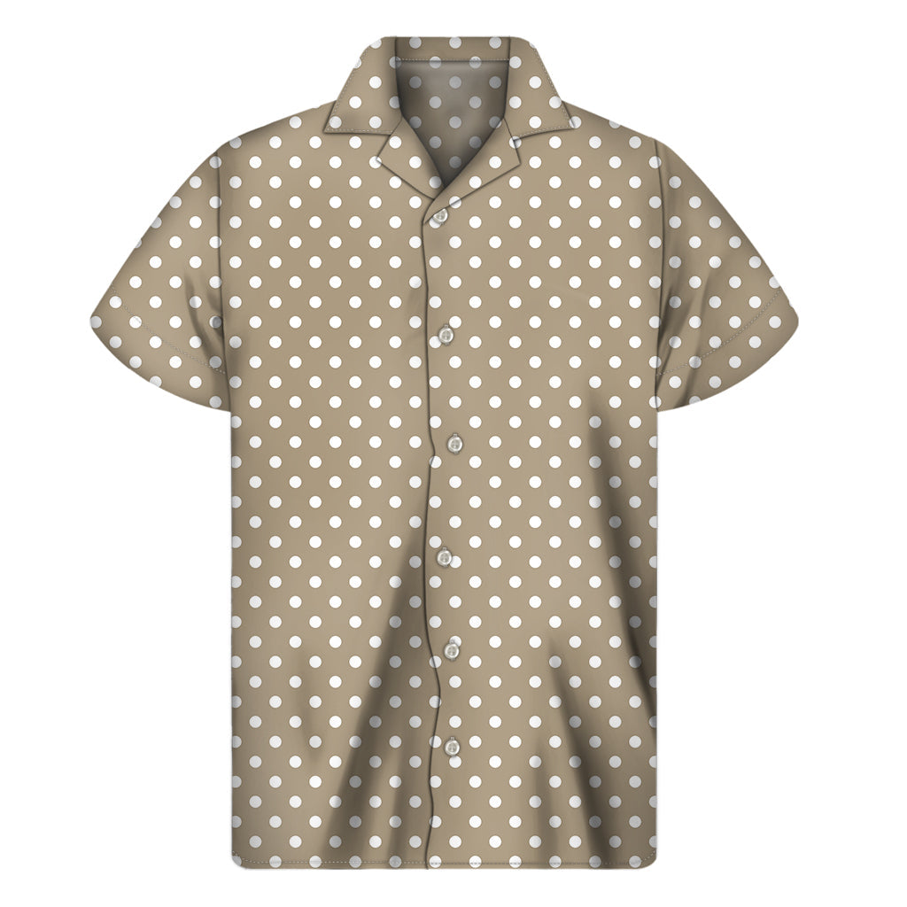 Beige and White Polka Dot Hawaiian Aloha Shirt - 1