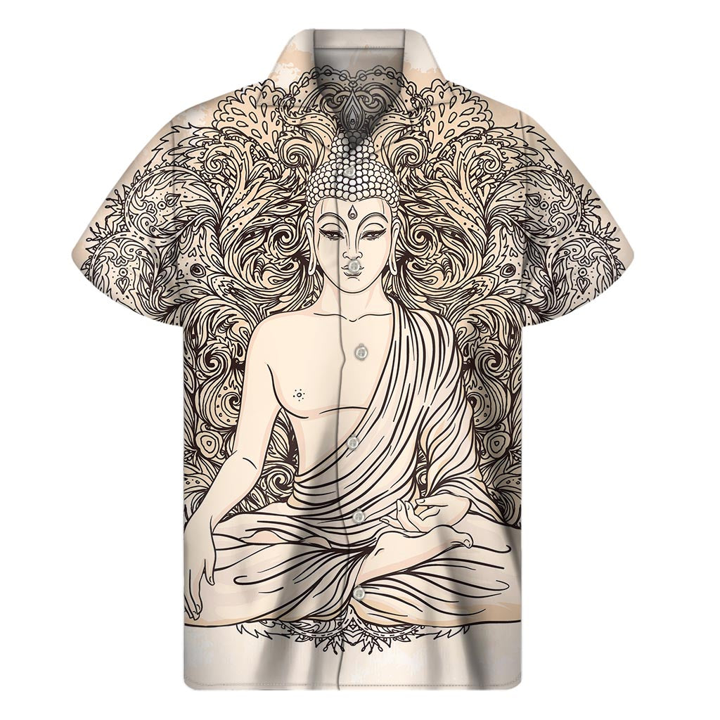 Beige Buddha Mandala Hawaiian Aloha Shirt - 1