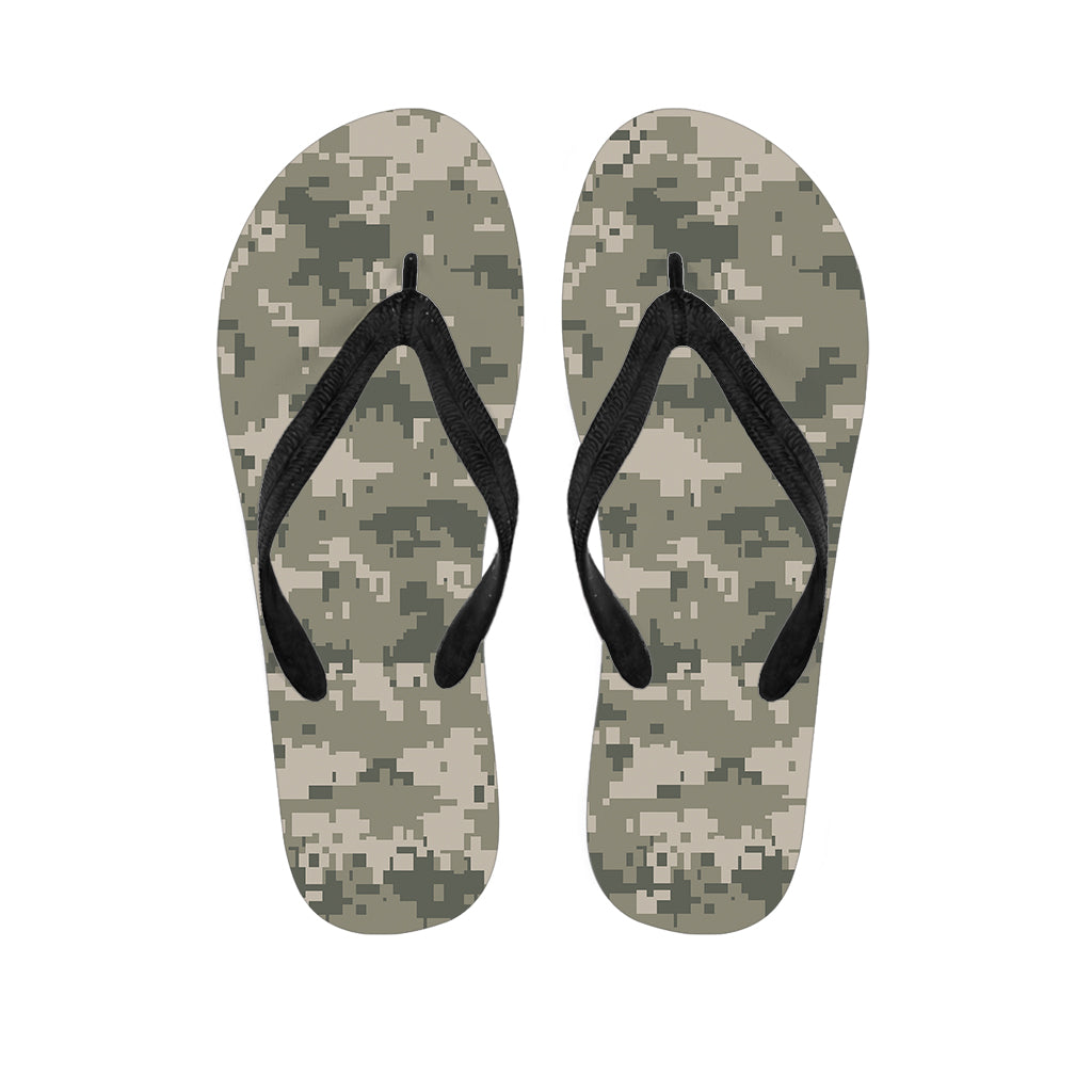 Beige Digital Camo Hawaiian Flip Flops: The Perfect Addition to Your Island-Inspired Outfit - 1