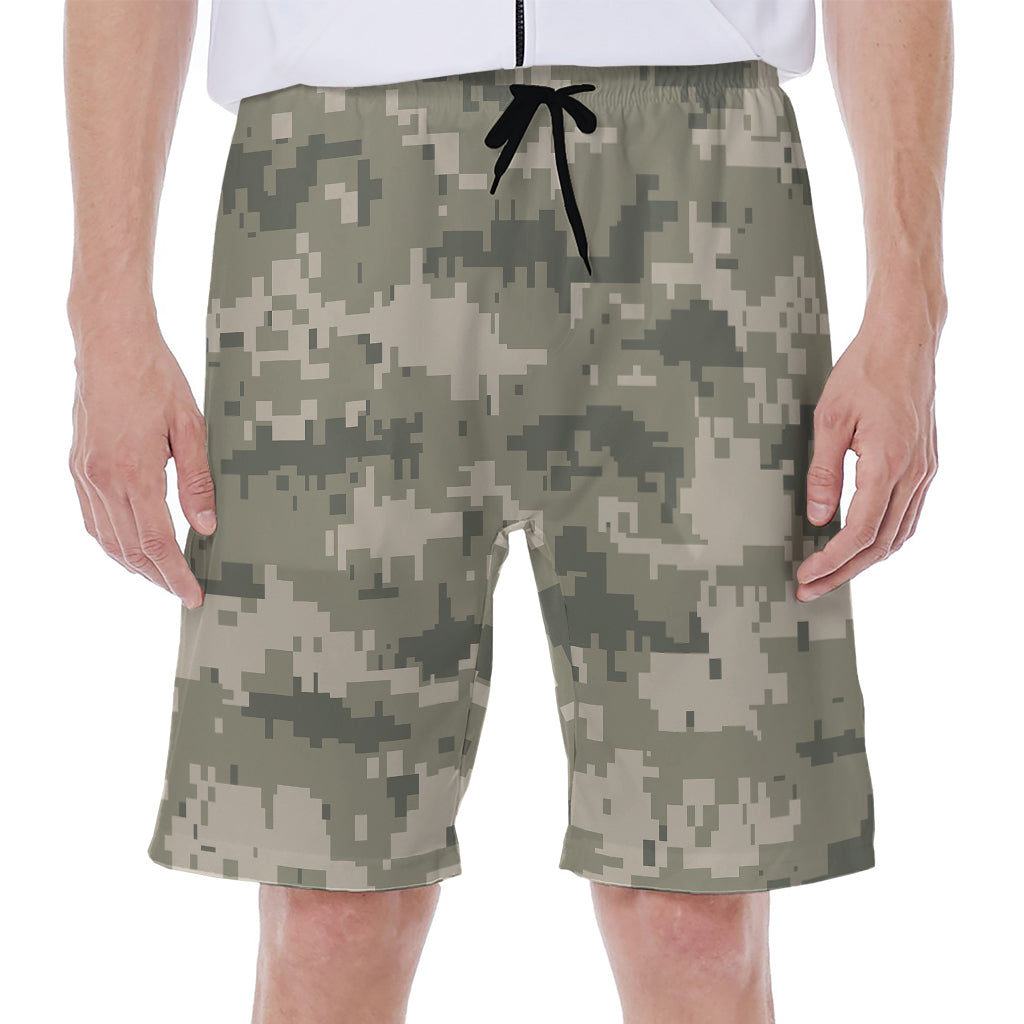 Beige Digital Camo Hawaiian Men&#39;s Beach Shorts - Embrace Island Style - 1