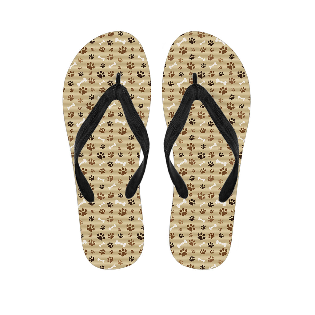 Beige Paw and Bone Pattern Hawaiian Flip Flops: The Perfect Addition to Your Island Style Outfit - 1