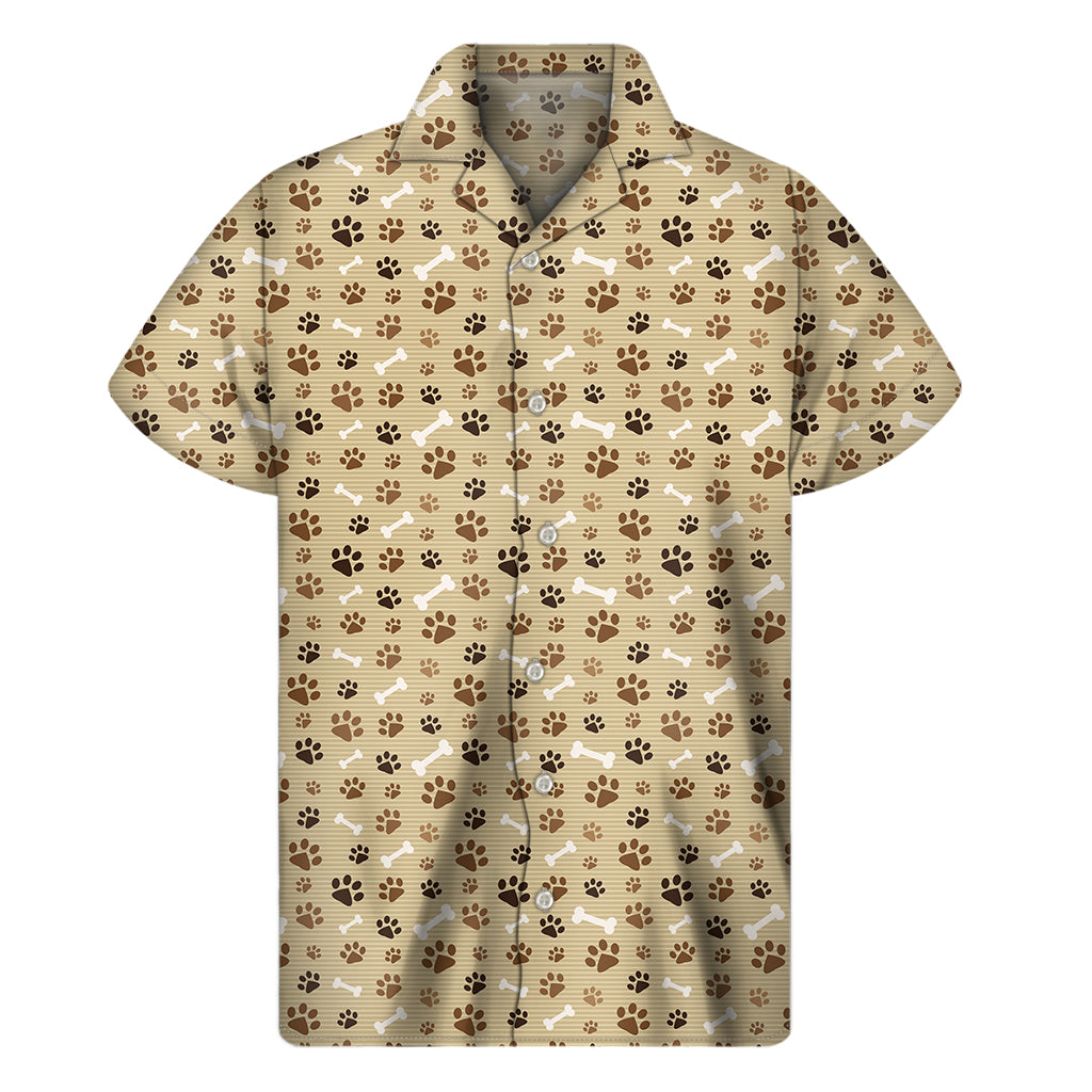 Beige Paw and Bone Pattern Hawaiian Shirt - 1