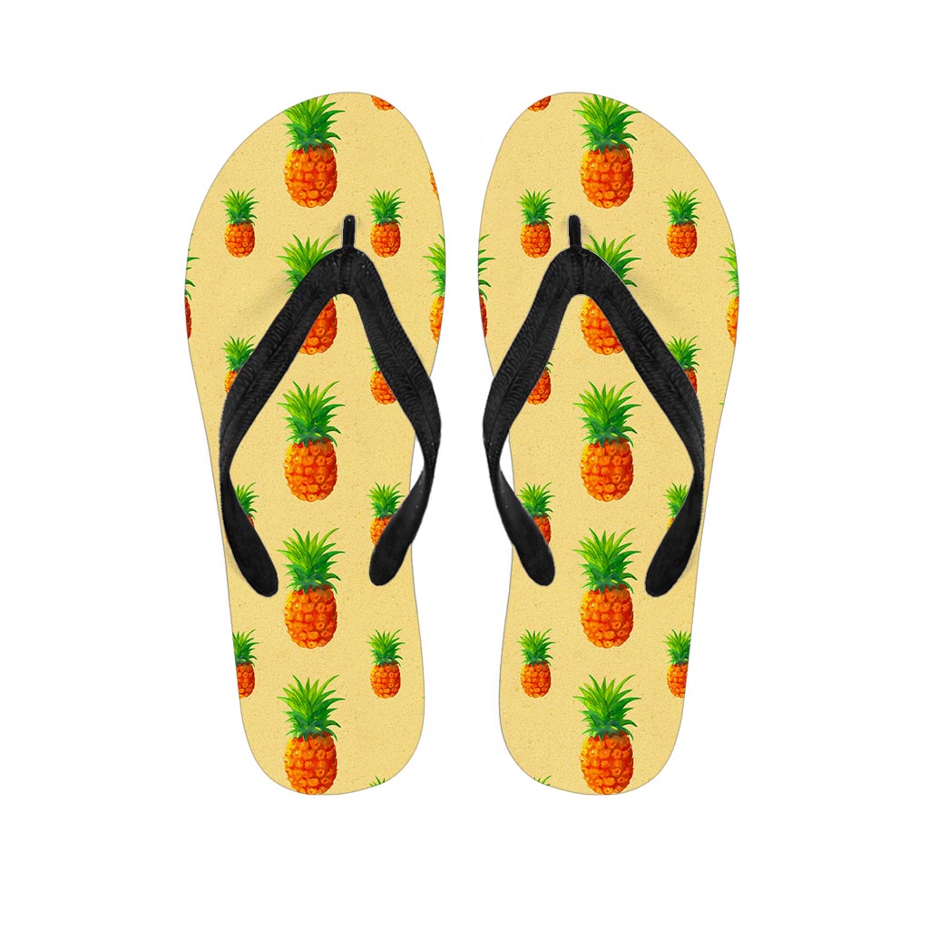 Beige Watercolor Pineapple Pattern Hawaiian Flip Flops: The Perfect Pair for Your Tropical Outfit - 1