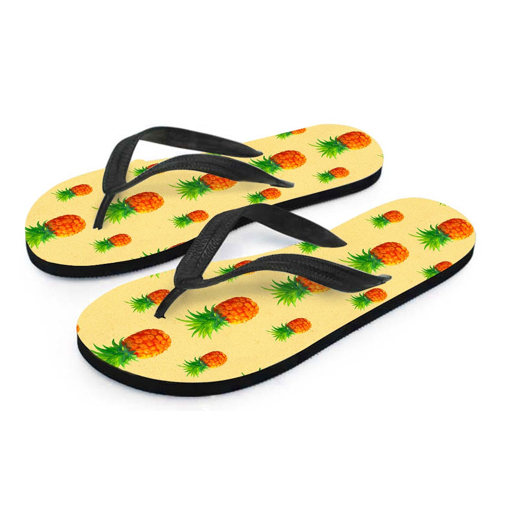 Beige Watercolor Pineapple Pattern Hawaiian Flip Flops: The Perfect Pair for Your Tropical Outfit - 2