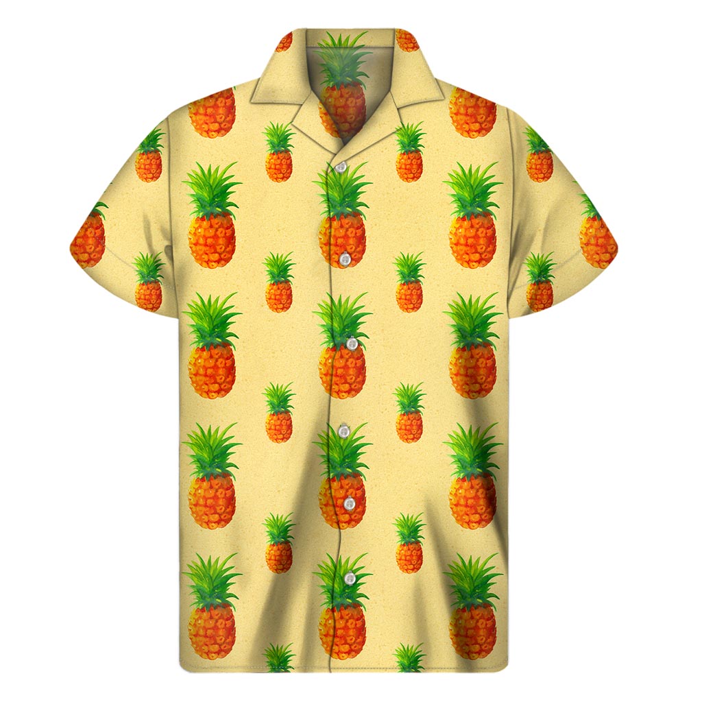 Beige Watercolor Pineapple Men&#39;s Hawaiian Shirt - Embrace the Island Style - 1