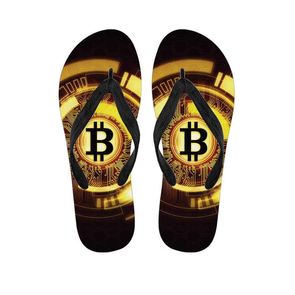 Bitcoin Crypto Symbol Print Hawaiian Flip Flops - Embrace Your Island Style! - 1