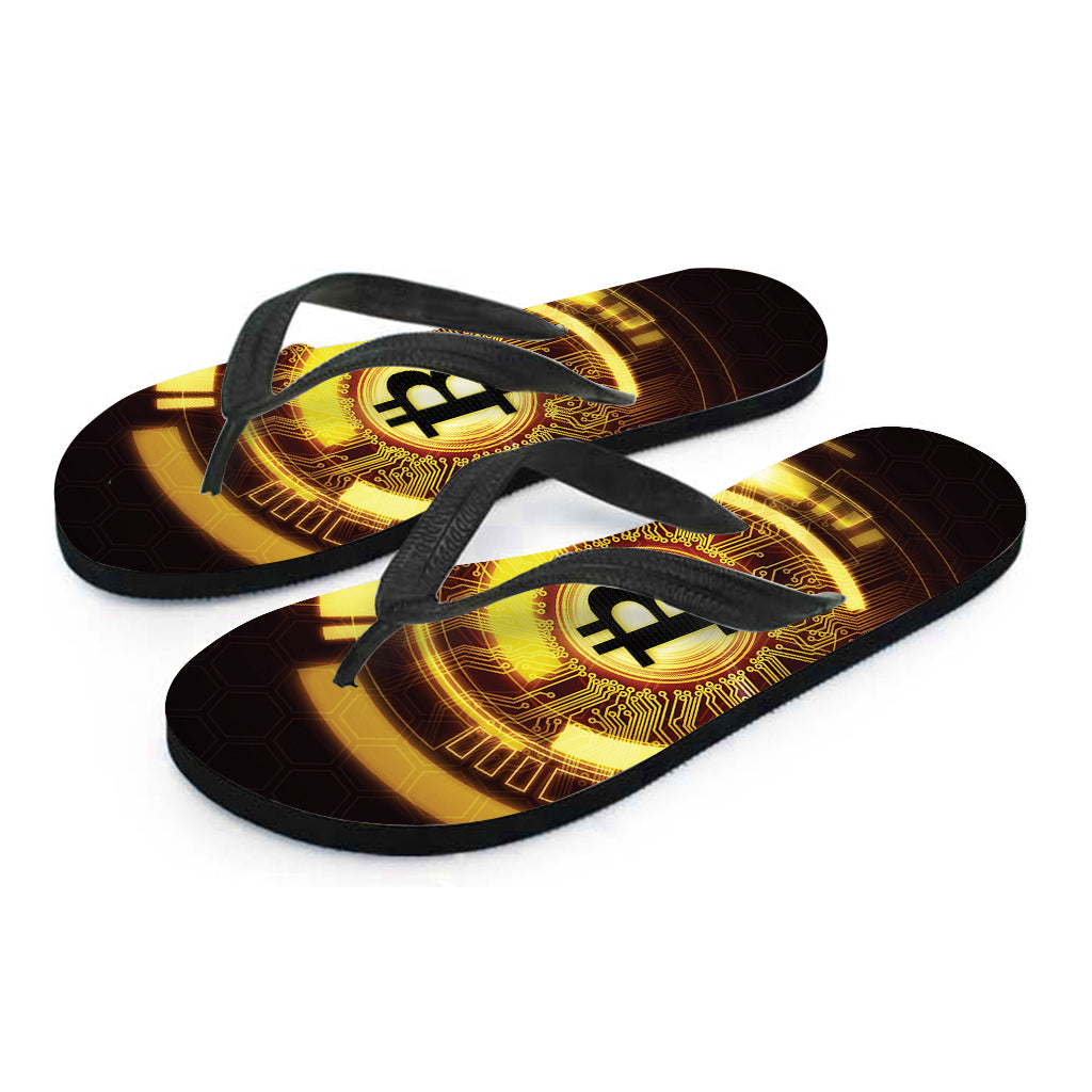 Bitcoin Crypto Symbol Print Hawaiian Flip Flops - Embrace Your Island Style! - 2