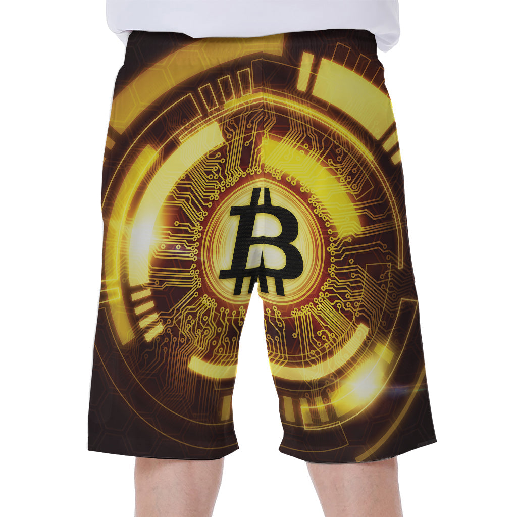 Bitcoin Crypto Symbol Print Hawaiian Men&#39;s Beach Shorts - 2