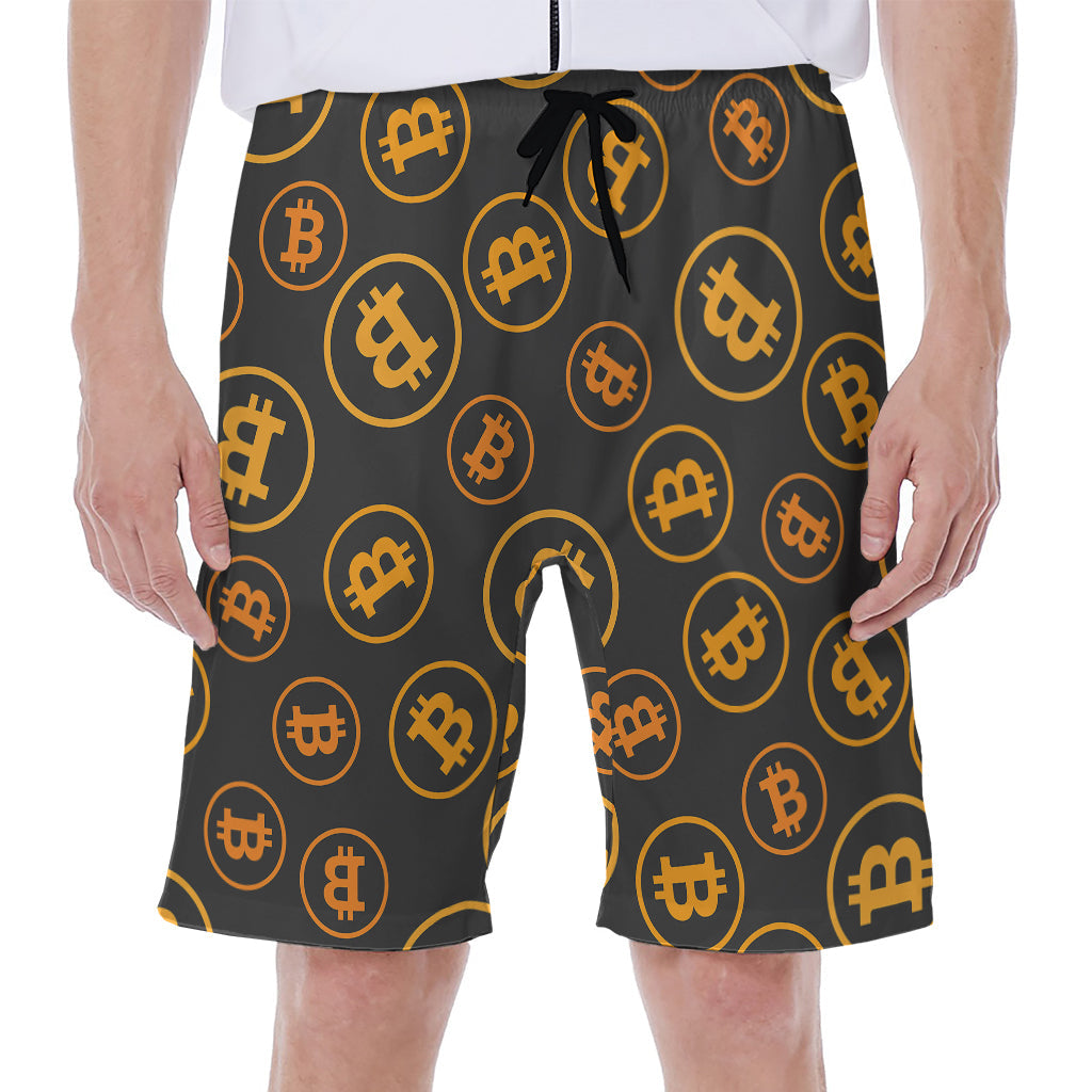 Bitcoin Cryptocurrency Pattern Print Hawaiian Men&#39;s Beach Shorts - 1