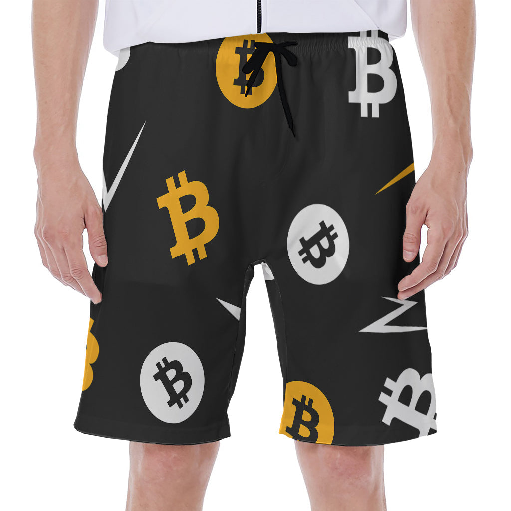 Bitcoin Symbol Hawaiian Men's Beach Shorts for a Trendy Island Style - 1