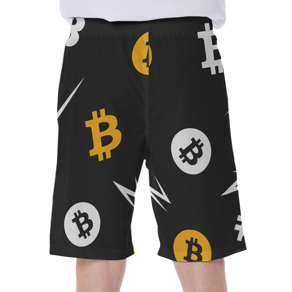 Bitcoin Symbol Hawaiian Men's Beach Shorts for a Trendy Island Style - 1