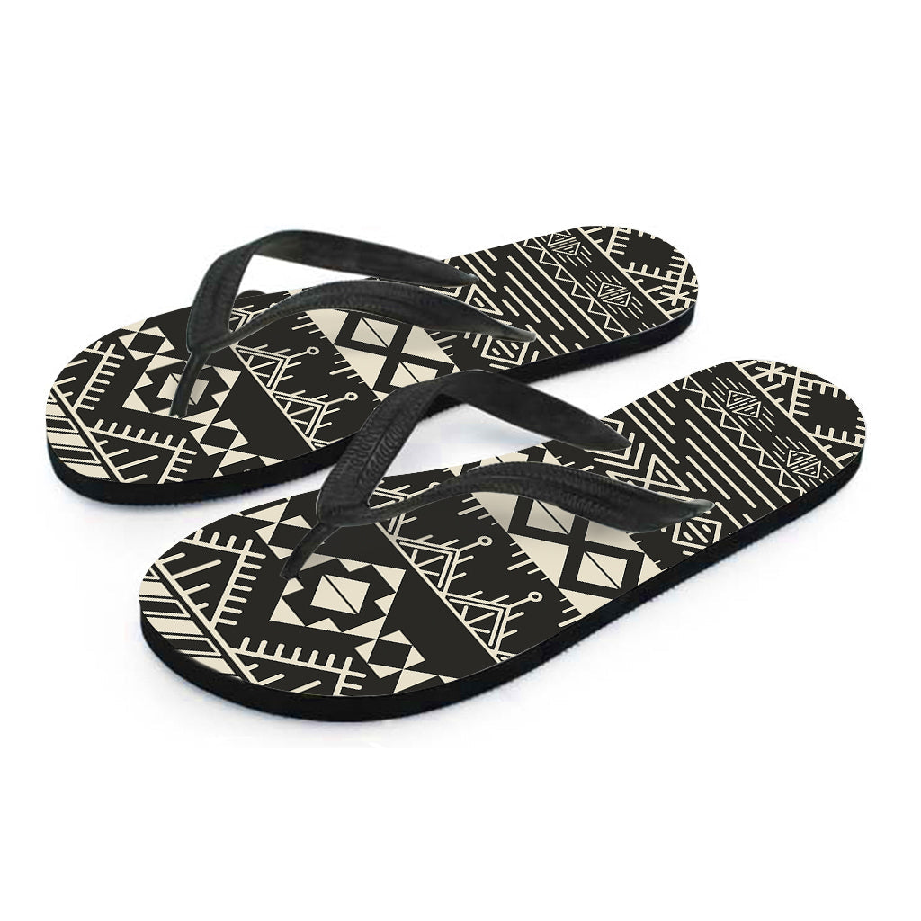 Black and Beige Aztec Pattern Hawaiian Flip Flops: Complete Your Island Style - 2