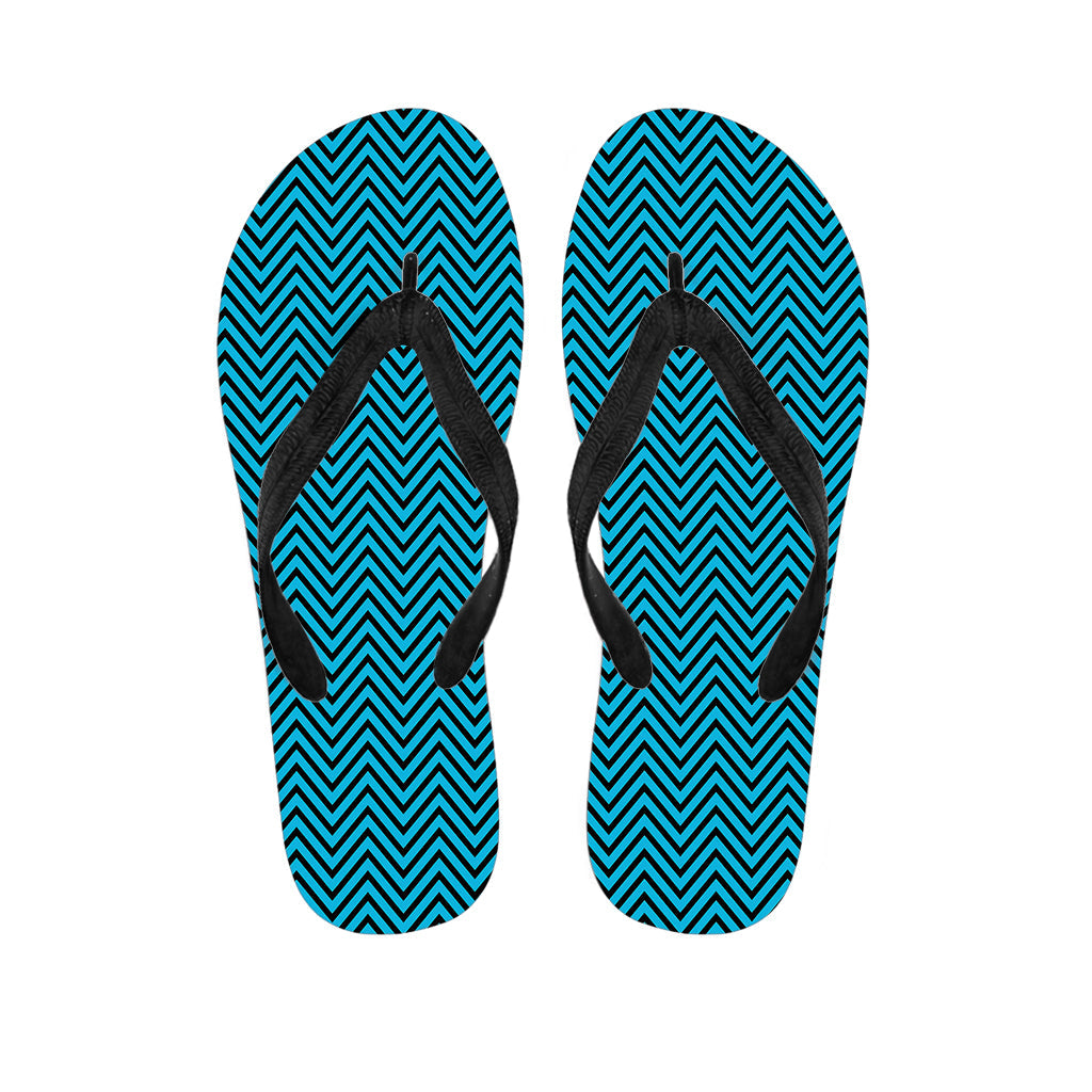 Black and Blue Chevron Pattern Hawaiian Flip Flops: The Perfect Pairing for Your Tropical Outfit - 1