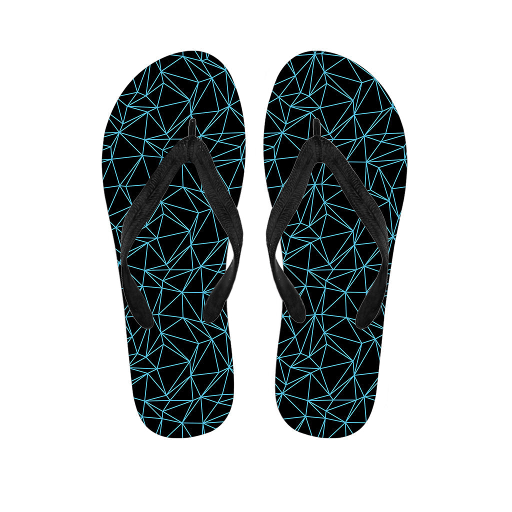 Black and Blue Geometric Mosaic Hawaiian Flip Flops: The Perfect Addition to Your Island Outfit - 1