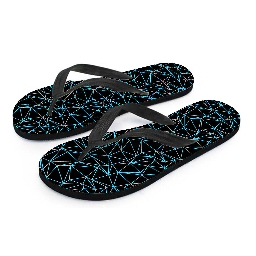 Black and Blue Geometric Mosaic Hawaiian Flip Flops: The Perfect Addition to Your Island Outfit - 2