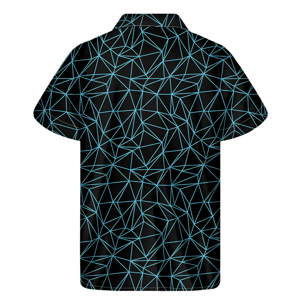 Black and Blue Geometric Mosaic Print Hawaiian Short Sleeve Shirt - 2