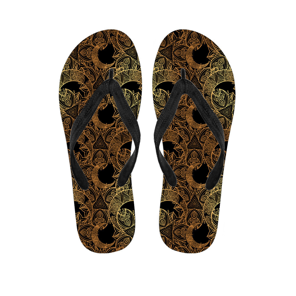 Black and Gold Celestial Pattern Hawaiian Flip Flops: The Ultimate Aloha Style - 1